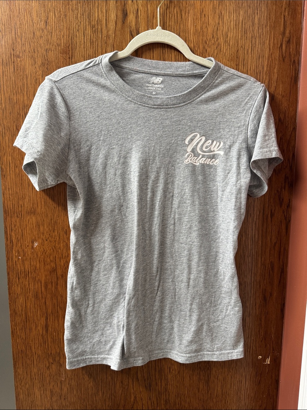 New Balance Heather Gray Script Logo Tee
